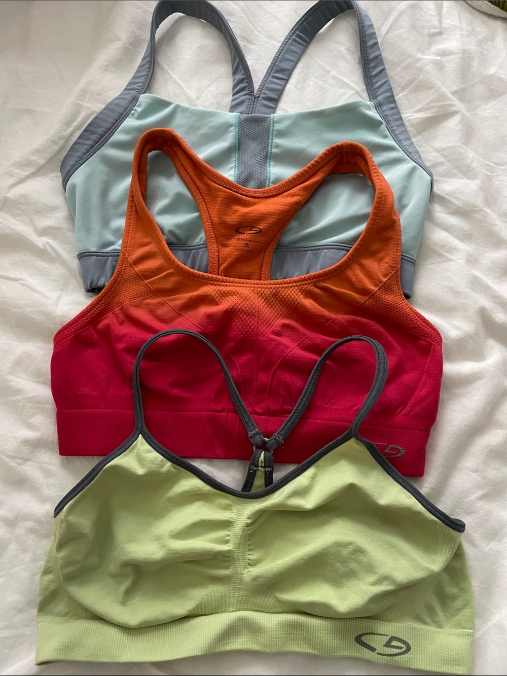 Champion C9 Gradient Orange to Pink & Mint Green Sports Bras (3-Pack)